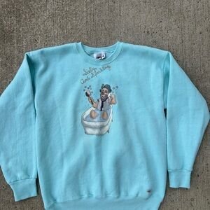 Vintage 80, 90 Lee  Men’s Sweater “Sixty & Sparkling” Logo Turquoise Size XL